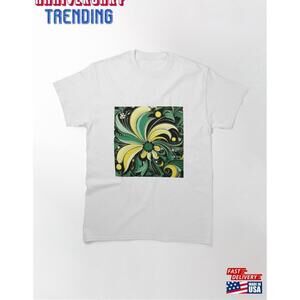 Abstract Floral Pattern In Green Yellow And Black Classic